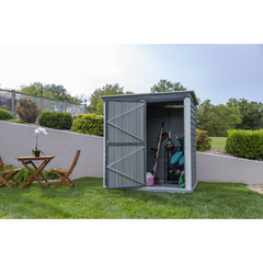 Arrow Shed-In-A-Box Steel Shed 6 x 4 Ft. In Galvanized Charcoal/Cream