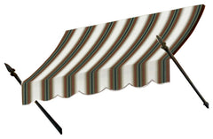 Awntech 10' New Orleans Acrylic Fabric Fixed Awning, Burgundy/Forest/Tan Multi